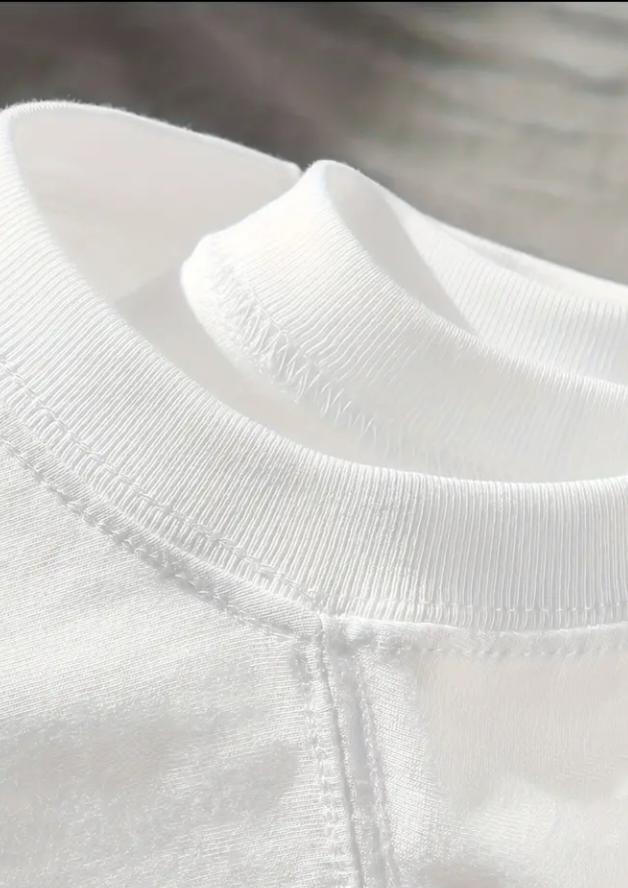 white plain basic round neck short sleeve T shirt