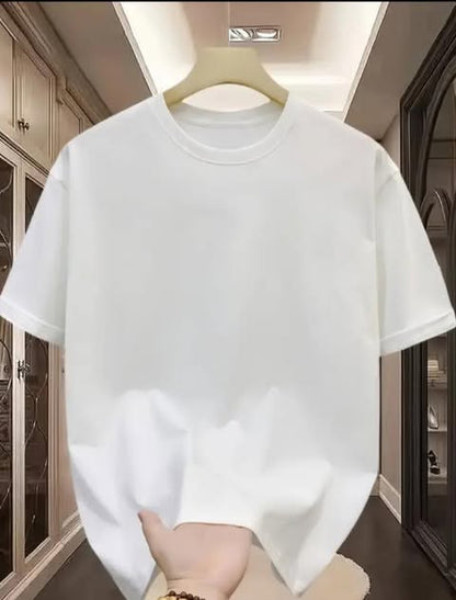 white plain basic round neck short sleeve T shirt